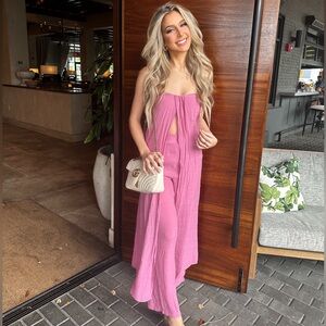 Womens 2 piece flare set magenta